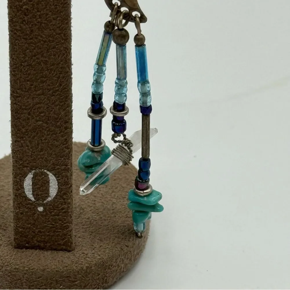 Elegant moon and sun Beaded turquoise Dangle Earrings